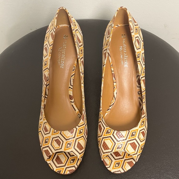 Naturalizer Vanilla Narlene Open Toe Wedge Heels NIB 8N 8 Narrow Cream Brown - Picture 5 of 12